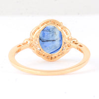 2.42 Ct Oval Mixed Cut Natural Sapphire 14K Gold Ring