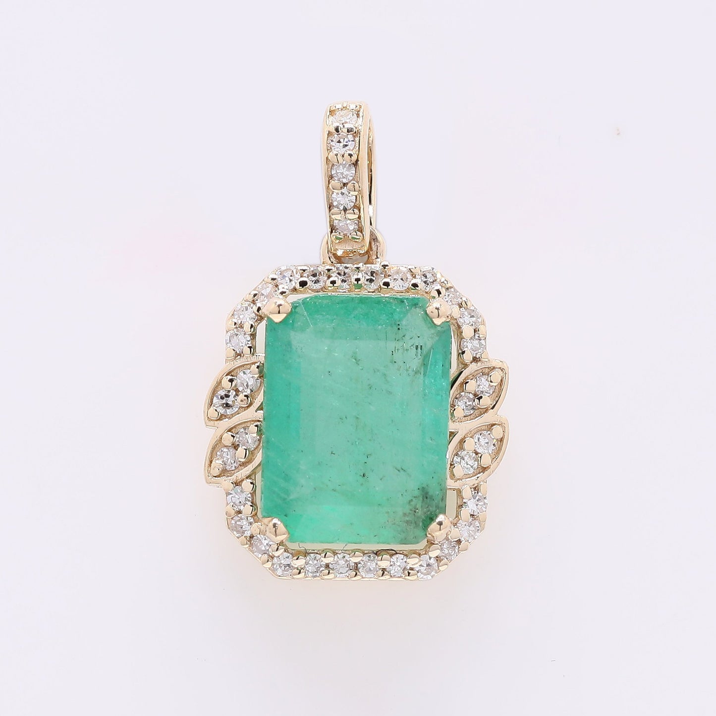 1.66 Ct Octagon Step Cut Natural Emerald 14K Gold Pendant