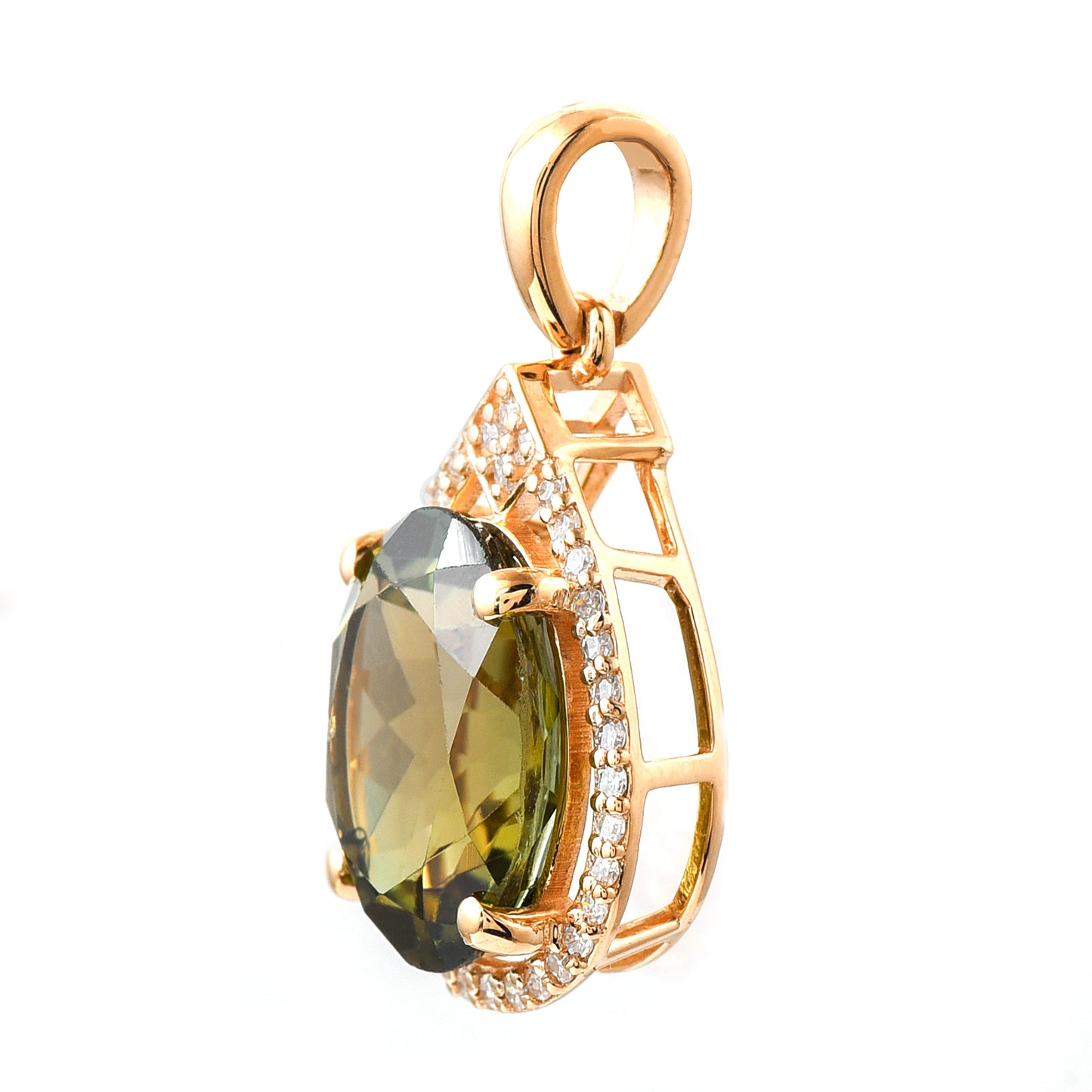 1.19 Ct Oval Mixed Cut Natural Tourmaline 14K Gold Pendant