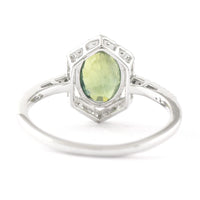 2.14 Ct Oval Mixed Cut Natural Green Sapphire 950 Platinum Ring