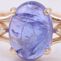 1.94 Ct Oval Cabochon Cut Natural Tanzanite 14K Gold Ring