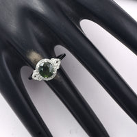 1.62 Ct Oval Mixed Cut Natural Green Sapphire 950 Platinum Ring