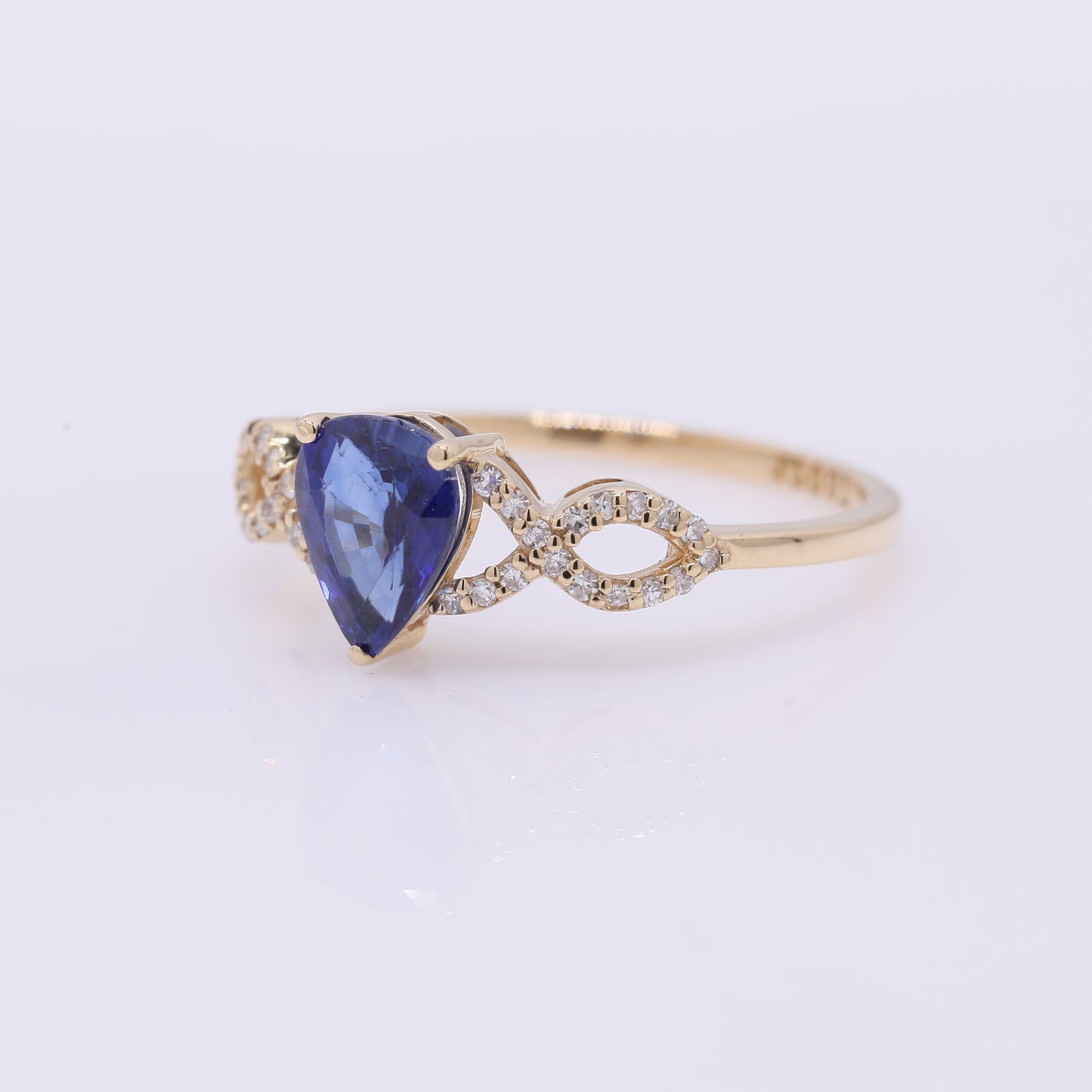 1.28 Ct Pear Mixed Cut Natural Sapphire 14K Gold Ring