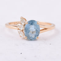 1.34 Ct Oval Natural Aquamarine 14K Gold Ring