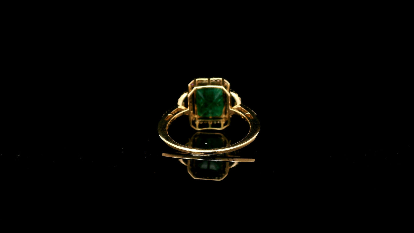 3.13 Ct Octagon Natural Emerald 14K Gold Ring