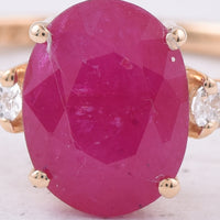 2.34 Ct Oval Natural Ruby 14K Gold Ring