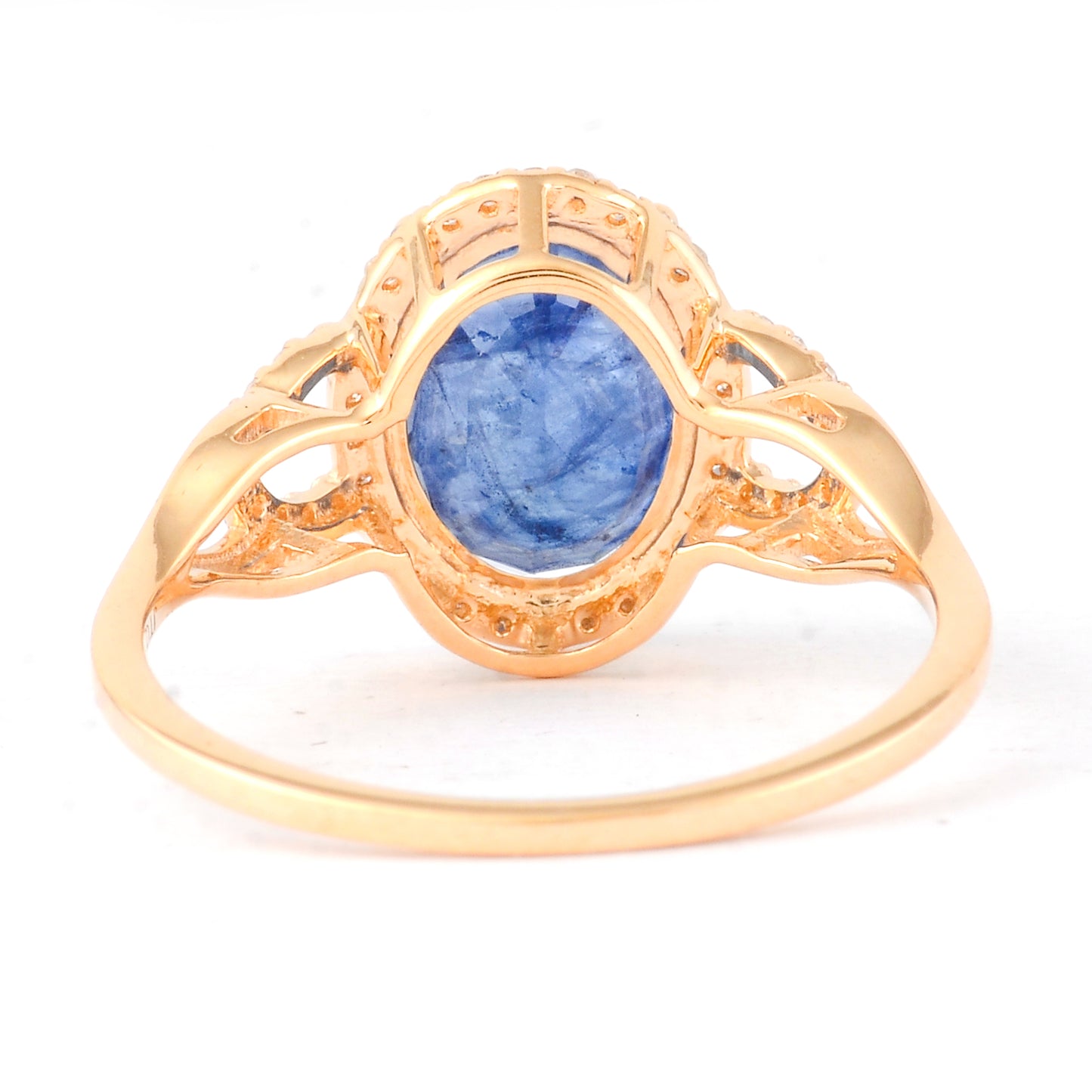 3.69 Ct Oval Mixed Cut Natural Sapphire 14K Gold Ring