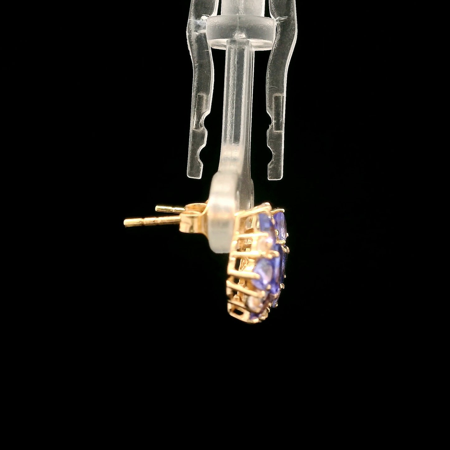 2.95 Ct Trillion Tanzanite 14K Gold Earrings