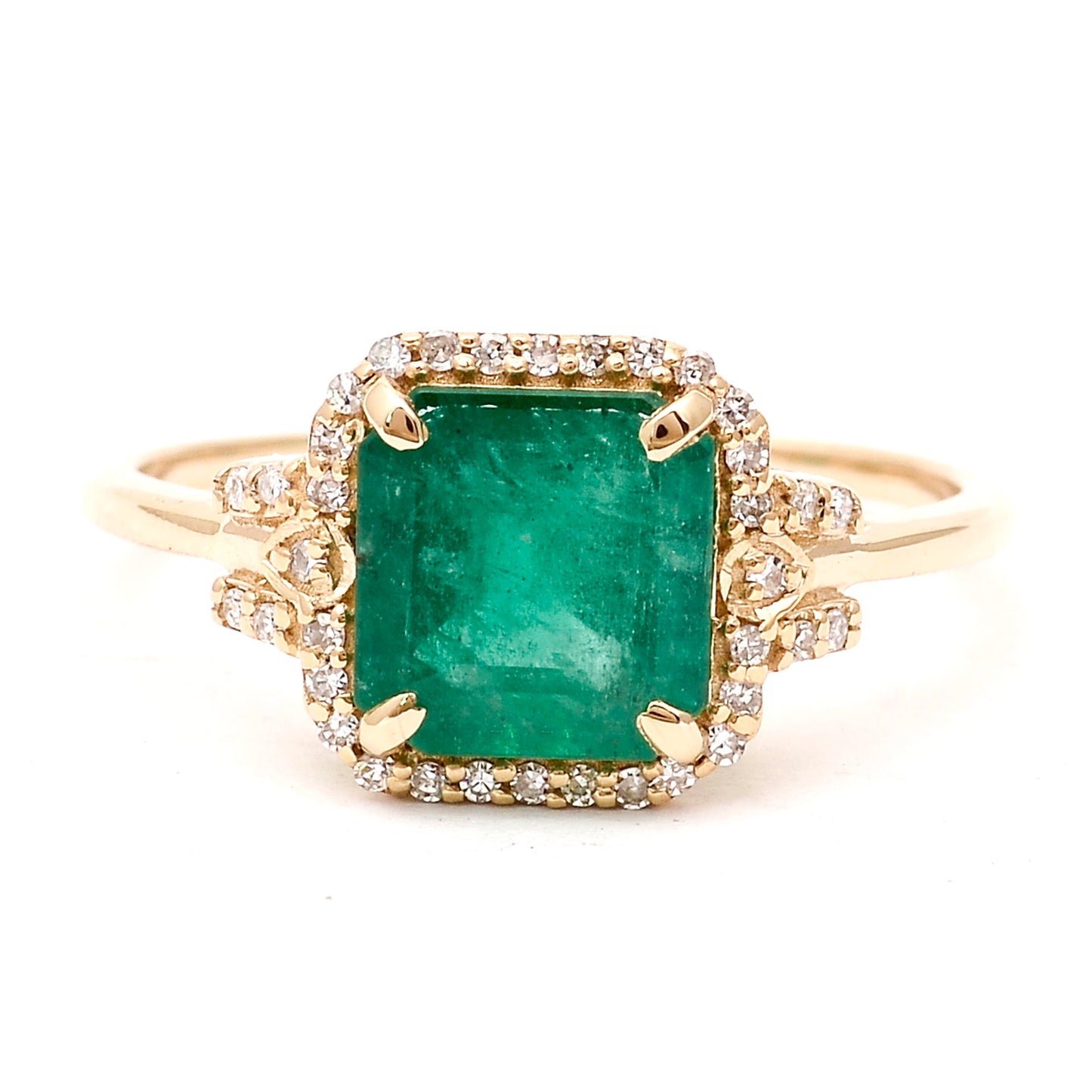 1.68 Ct Octagon Natural Emerald 14K Gold Ring