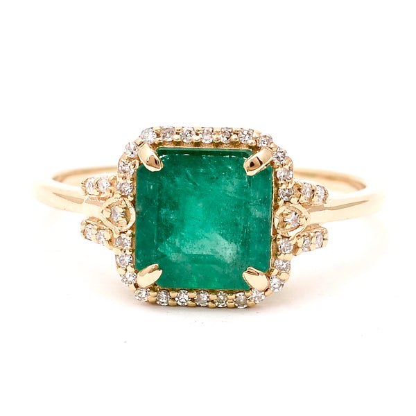 1.68 Ct Octagon Natural Emerald 14K Gold Ring