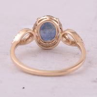 1.97 Ct Oval Mixed Cut Natural Sapphire 14K Gold Ring