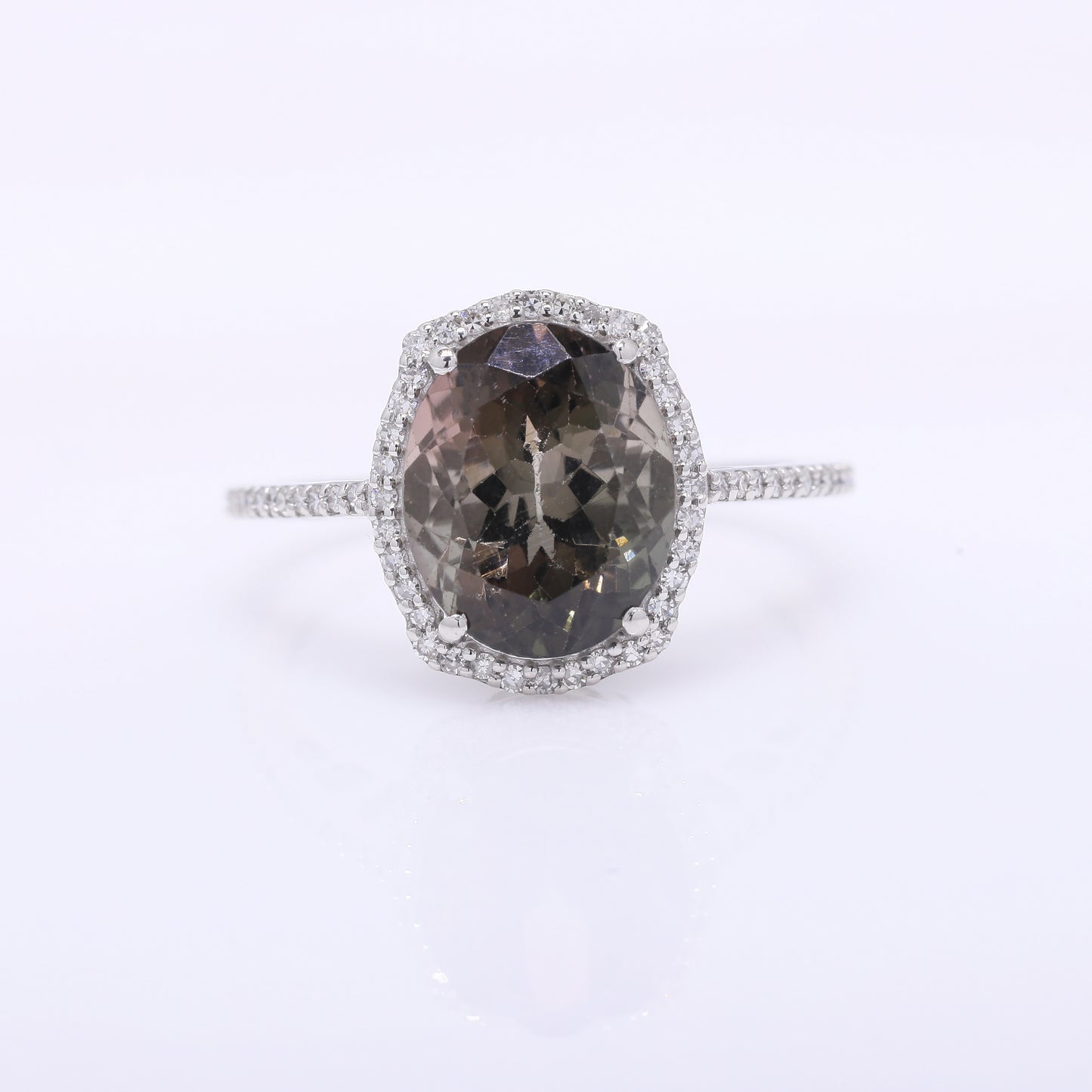 4.14 Ct Oval Mixed Cut Natural Tourmaline 950 Platinum Ring