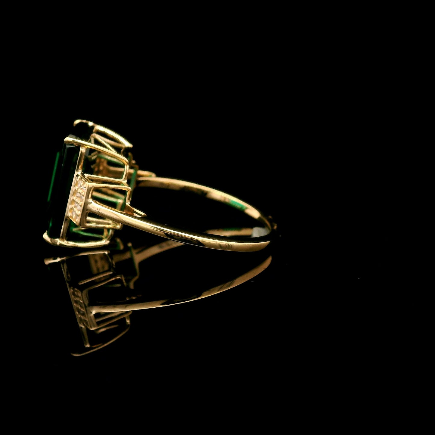 5.19 Ct Emerald Cut Lab Grown Emerald 14K Gold Ring