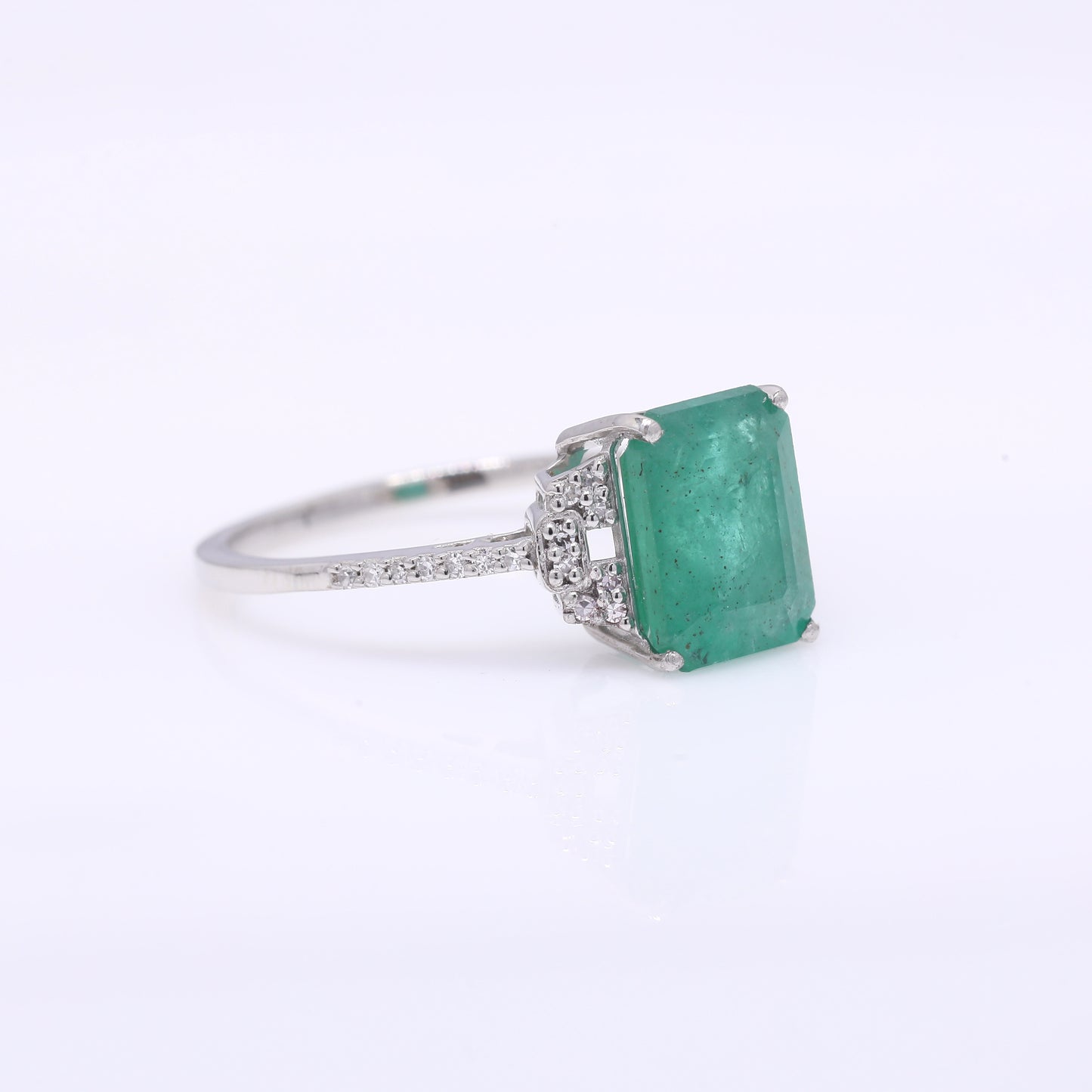 2.37 Ct Octagon Step Cut Natural Emerald 950 Platinum Ring