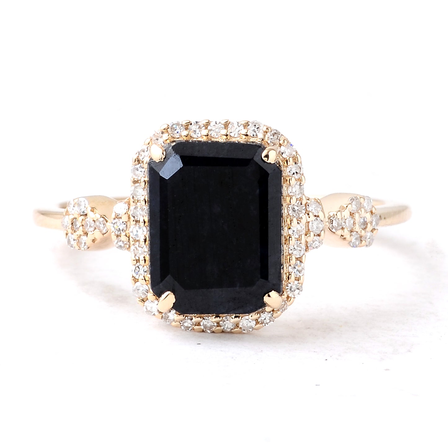 3.08 Ct Emerald Cut Natural Corundum Sapphire 14K Gold Ring