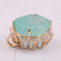 7.76 Ct Oval Mixed Cut Natural Emerald 14K Gold Pendant