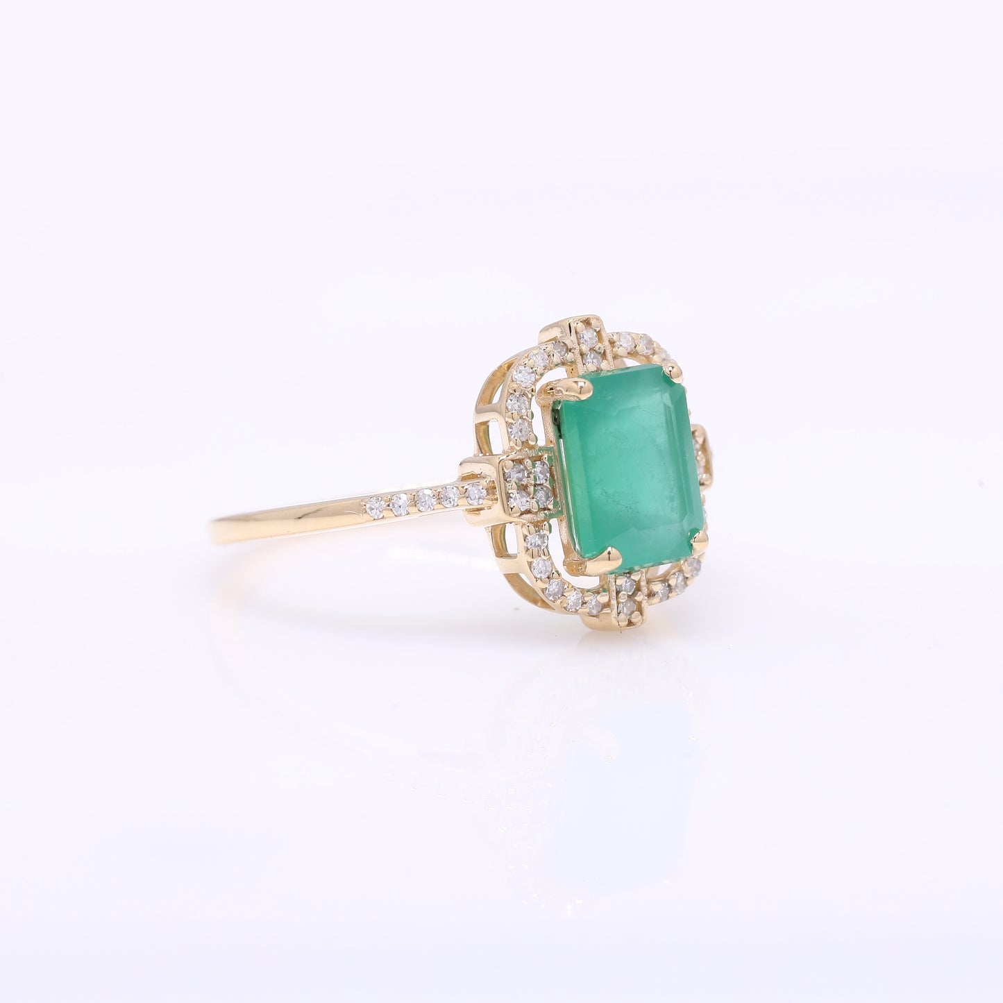 1.73 Ct Octagon Step Cut Natural Emerald 14K Gold Ring