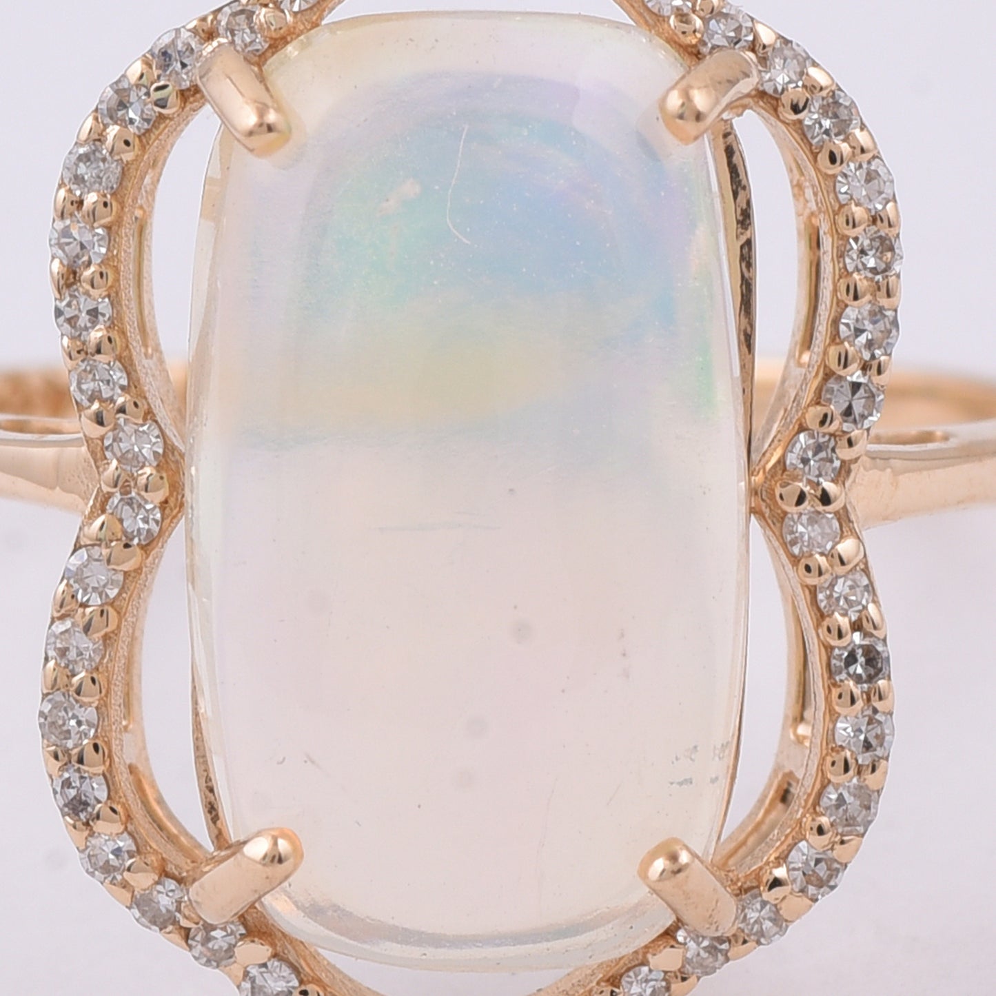 2.95 Ct Cushion Cabochon Cut Natural Opal 14K Gold Ring