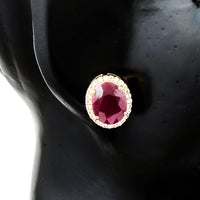 6.64 Ct Oval Ruby 14K Gold Earrings
