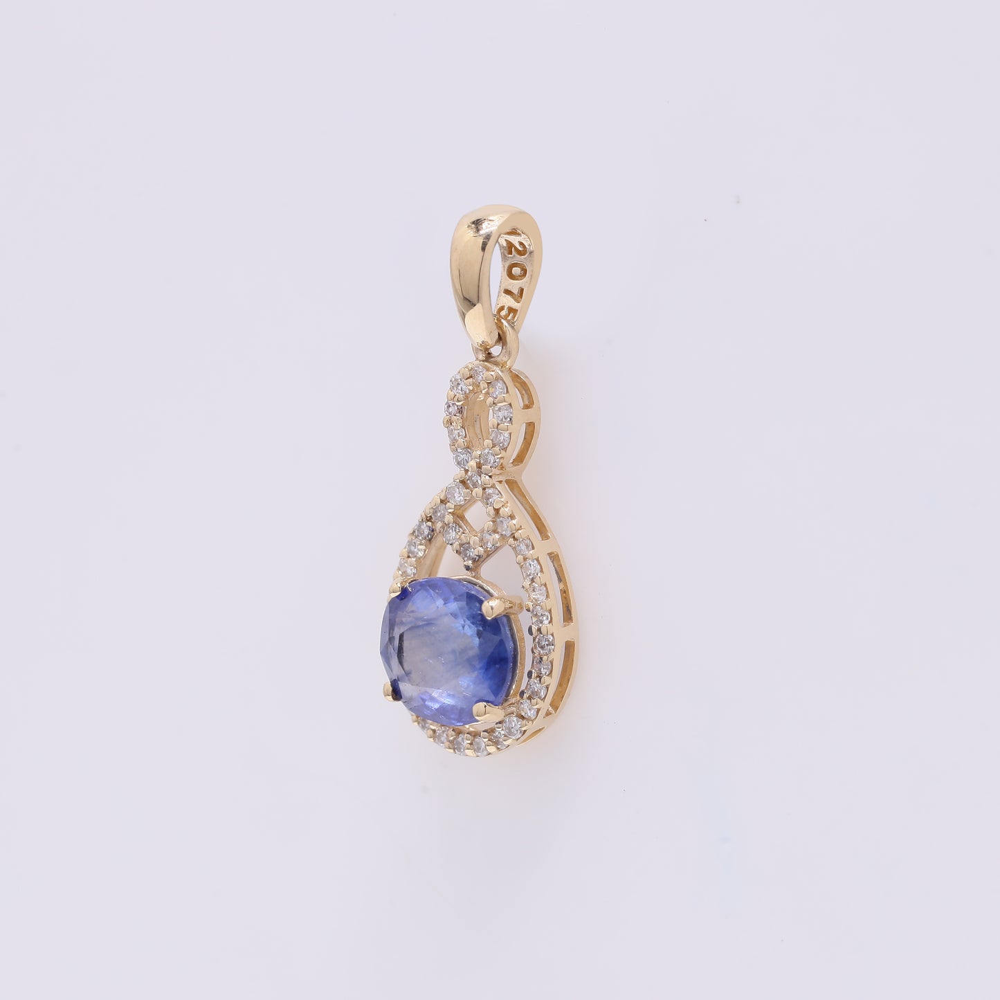 1.42 Ct Round Mixed Cut Natural Sapphire 14K Gold Pendant