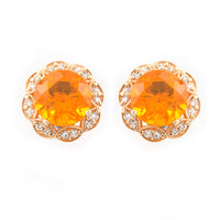 1.16 Ct Round Mixed Cut Natural Fire Opal 14K Gold Earrings