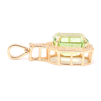 4.89 Ct Octagon Step Cut Natural Peridot 14K Gold Pendant