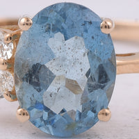1.22 Ct Oval Natural Aquamarine 14K Gold Ring