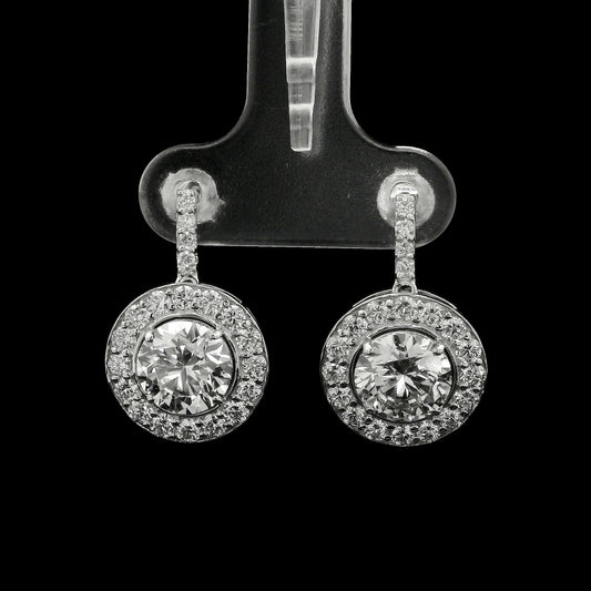 4.18 Ct Round Lab Grown Diamond 14K Gold Earrings