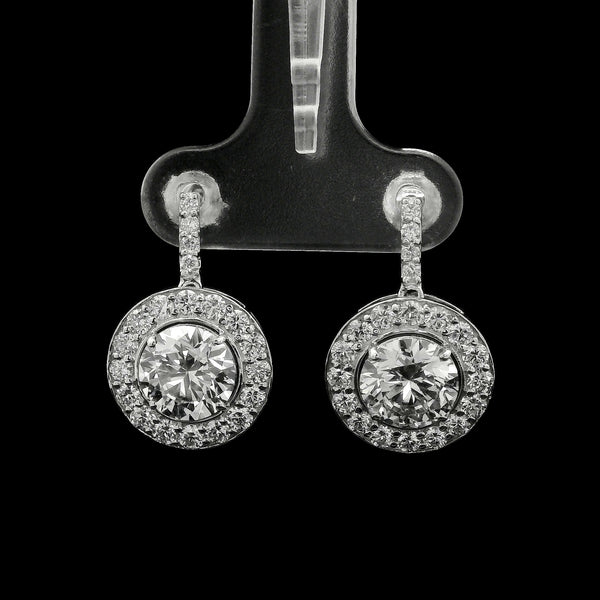 4.18 Ct Round Lab Grown Diamond 14K Gold Earrings