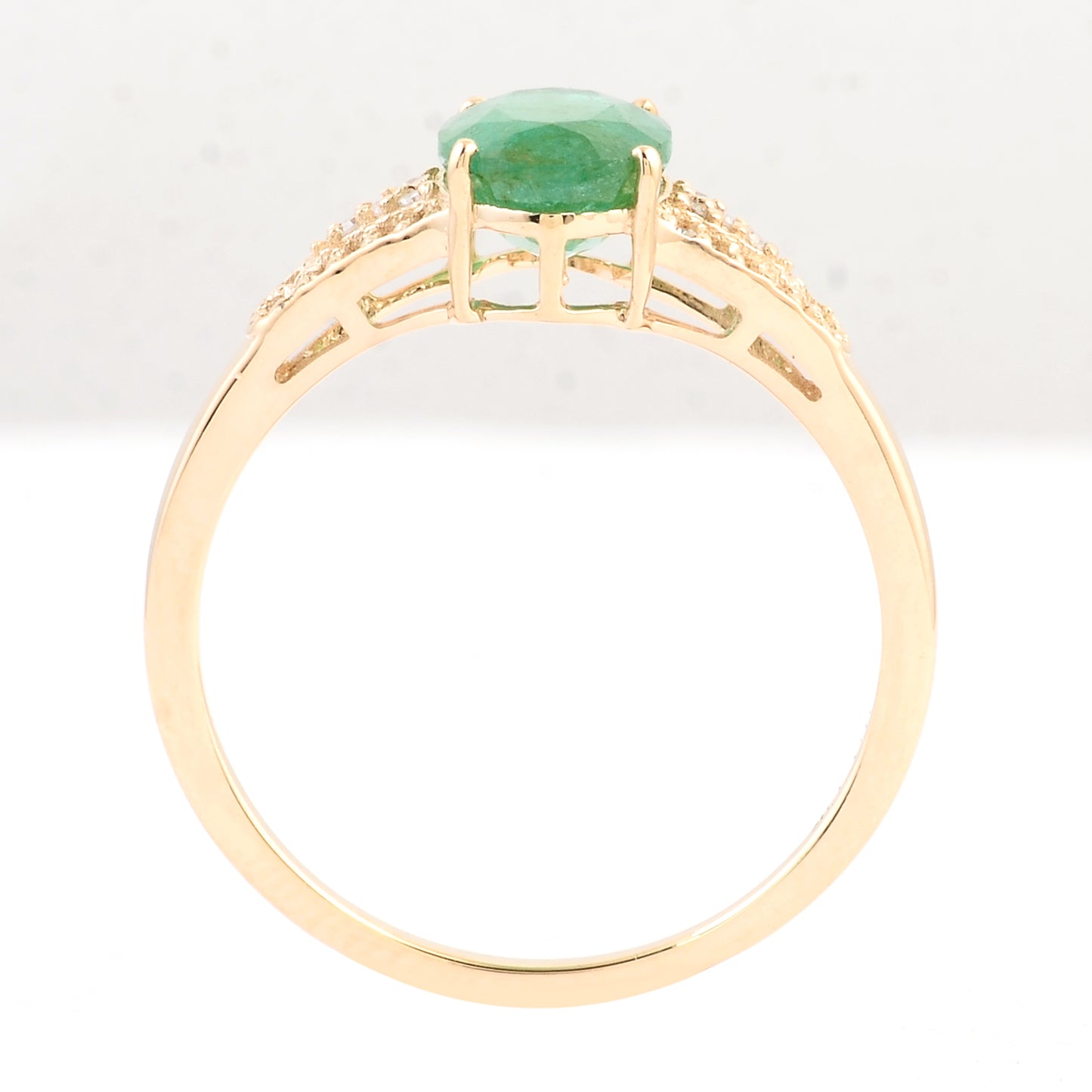 1.38 Ct Oval Mixed Cut Natural Beryl Emerald 14K Gold Ring