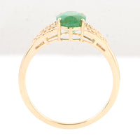 1.38 Ct Oval Mixed Cut Natural Beryl Emerald 14K Gold Ring