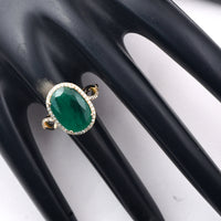 4.62 Ct Oval Mixed Cut Natural Emerald 14K Gold Ring