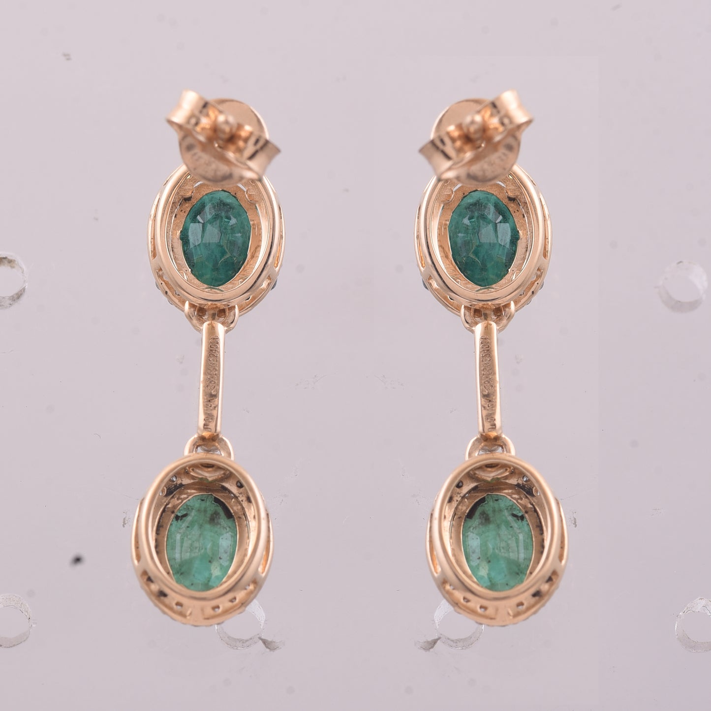 3.40 Ct Oval Mixed Cut Natural Emerald 14K Gold Earrings