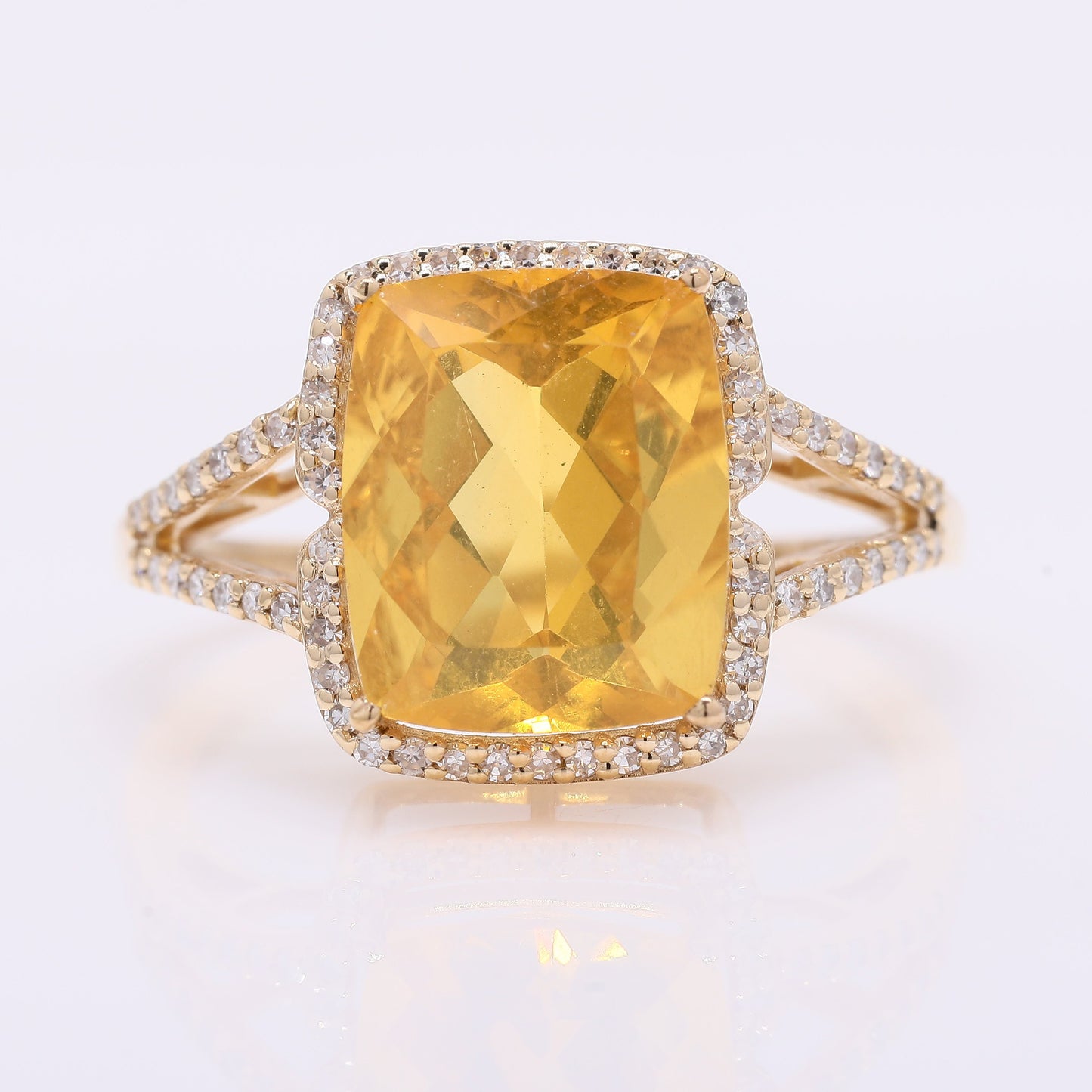3.13 Ct Cushion Mixed Cut Natural Fire Opal 14K Gold Ring