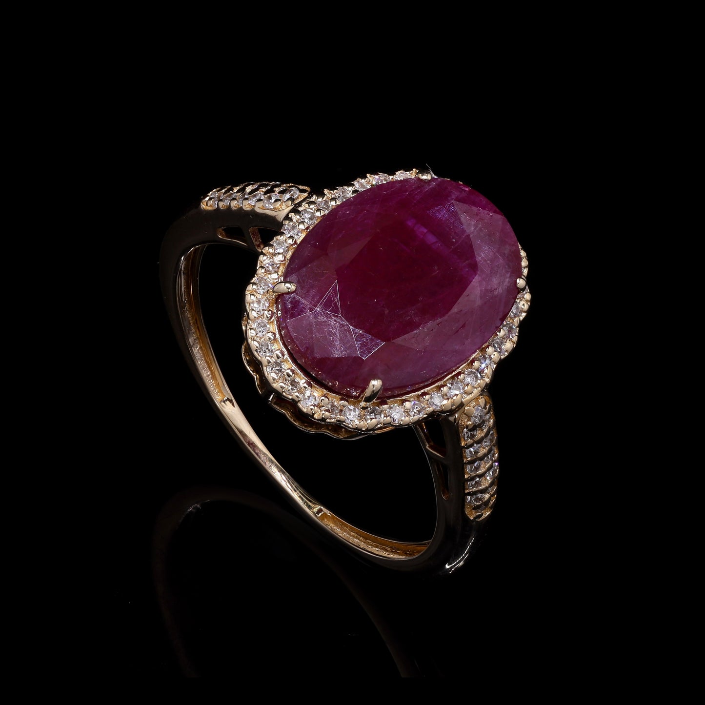 4.66 Ct Oval Mixed Cut Natural Ruby 14K Gold Ring
