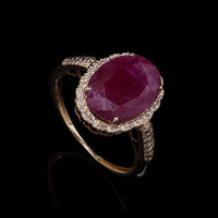 4.66 Ct Oval Mixed Cut Natural Ruby 14K Gold Ring