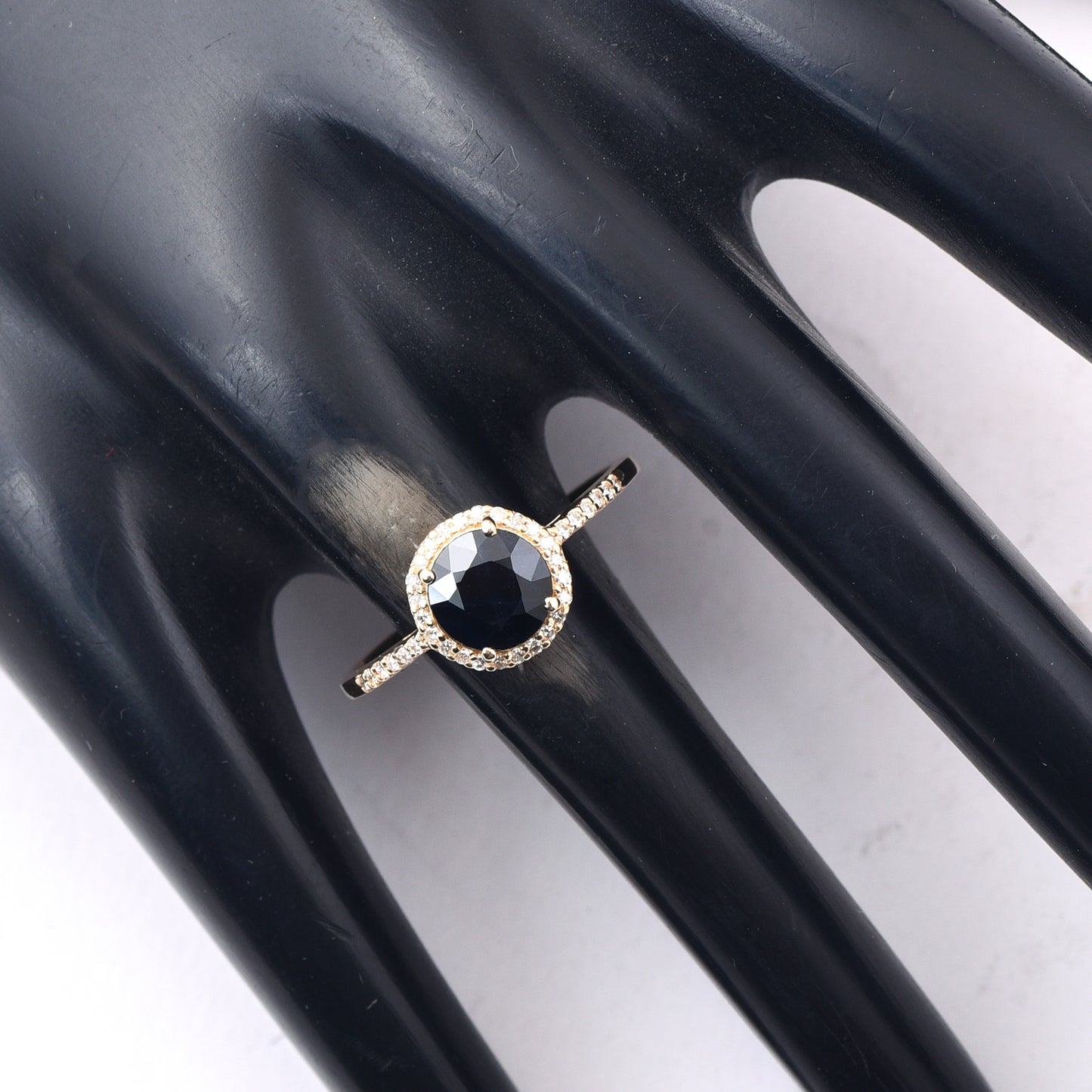 1.18 Ct Round Mixed Cut Natural Sapphire 14K Gold Ring