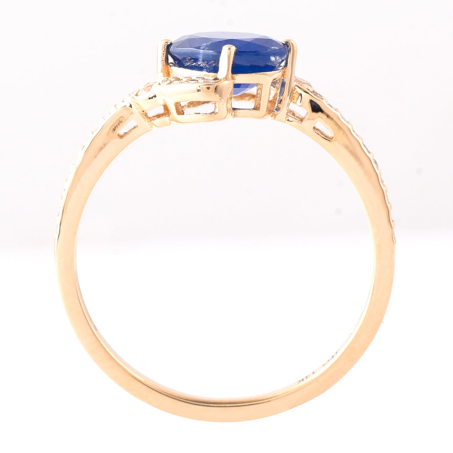 1.67 Ct Oval Mixed Cut Natural Sapphire 14K Gold Ring