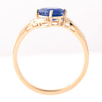 1.67 Ct Oval Mixed Cut Natural Sapphire 14K Gold Ring
