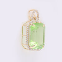 7.59 Ct Octagon Step Cut Natural Peridot 14K Gold Pendant