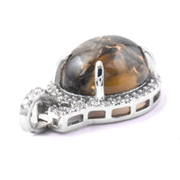 3.51 Ct Oval Cabochon Cut Natural Tourmaline 950 Platinum Pendant