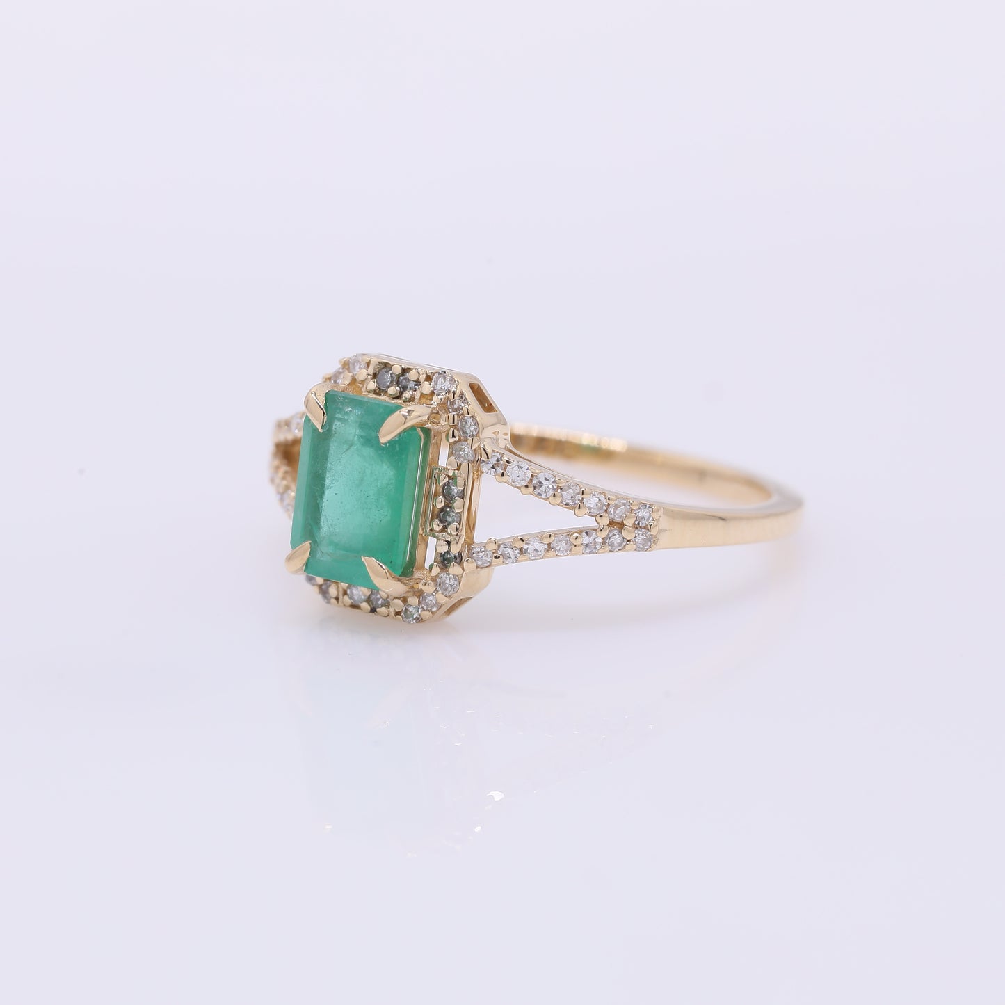 1.15 Ct Octagon Step Cut Natural Emerald 14K Gold Ring
