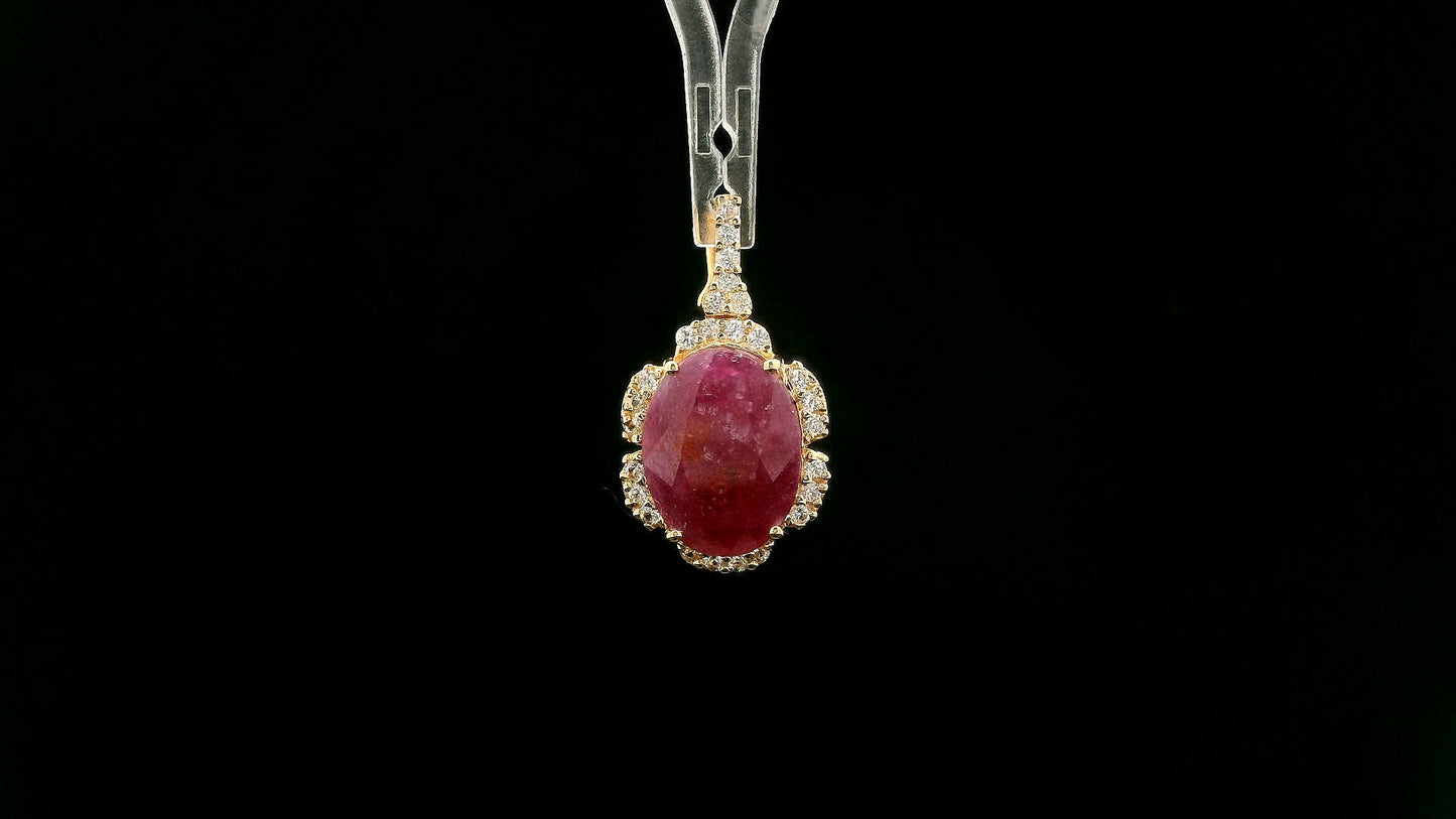 3.08 Ct Oval Ruby 14K Gold Pendant
