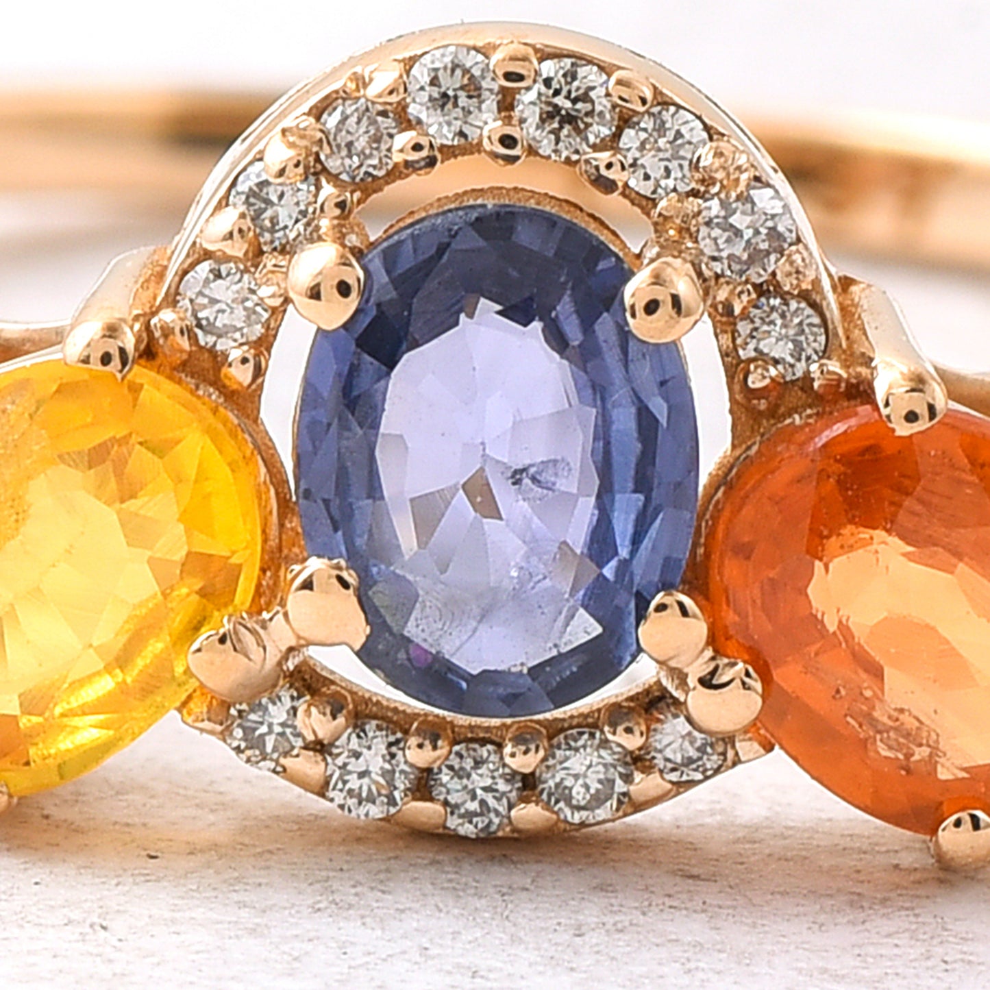 1.05 Ct Oval Mixed Cut Natural Multi-Coloured Sapphire 14K Gold Ring