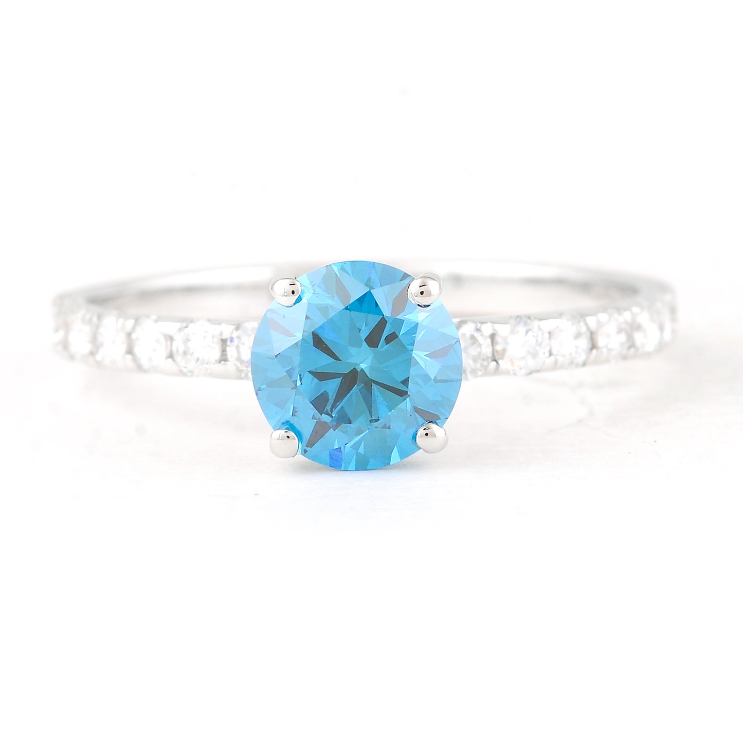 1.42 Carats Blue Lab Grown Diamond 14K Gold Ring