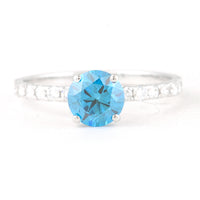 1.42 Carats Blue Lab Grown Diamond 14K Gold Ring