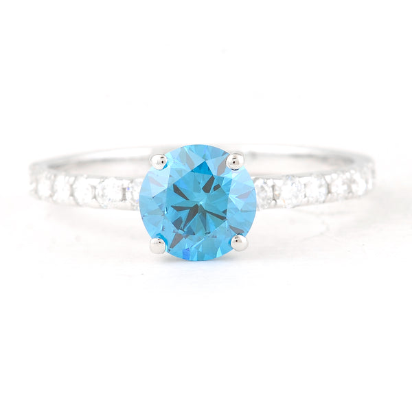 1.42 Carats Blue Lab Grown Diamond 14K Gold Ring