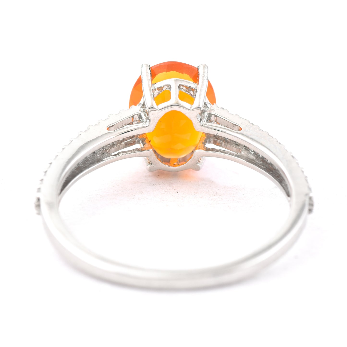 1.19 Ct Oval Mixed Cut Natural Fire Opal 950 Platinum Ring