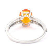 1.19 Ct Oval Mixed Cut Natural Fire Opal 950 Platinum Ring
