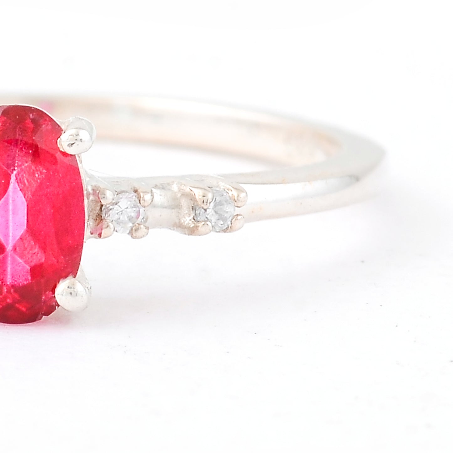 0.74 Ct Oval Pink Topaz, Cubic Zirconia, 925 Sterling Silver Ring